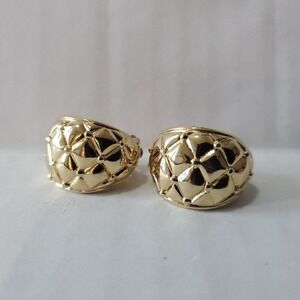 Guy Laroche Statement Clip On Earrings Gold Tone Designer Earrings Vintage‎